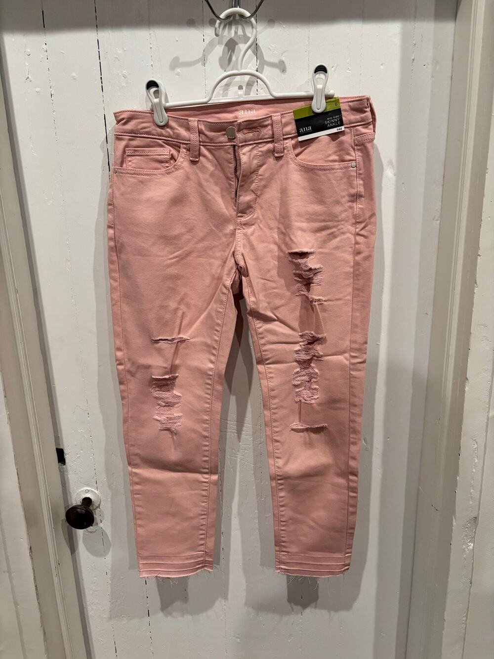 A.n.a. A New Approach Pink Denim Mid-Rise Skinny Ankle Jeans Pants size 6